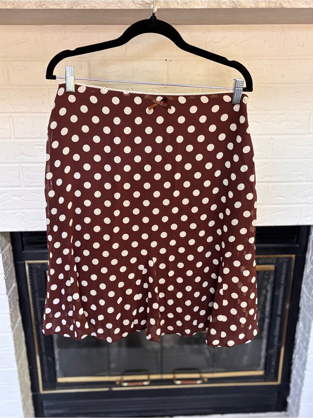 Active USA Brown Polka Dot Midi Skirt